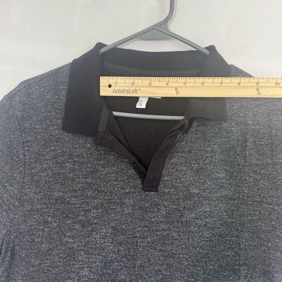 Calibrate Men's Polo Shirt Size Medium Black/ Grayish Hidden Buttons Stretch - Picture 5 of 8